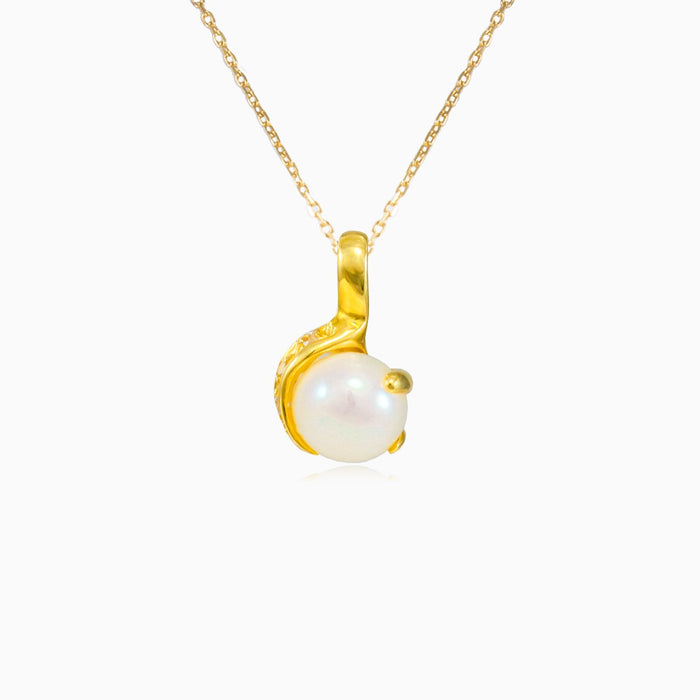 Colgante único de perla blanca con circonia cúbica