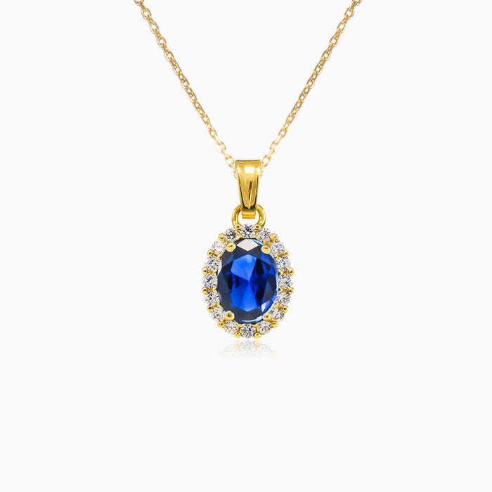 Pendentif en or avec quartz bleu ovale