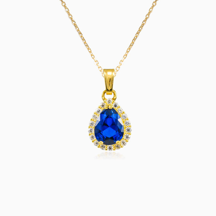Pendentif en or avec quartz bleu taille poire