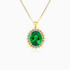 Royal oval green quartz gold pendant