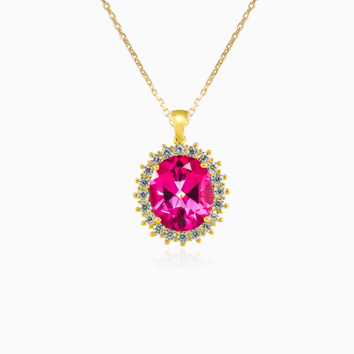 Pendentif en or avec rubis synthétique ovale royal