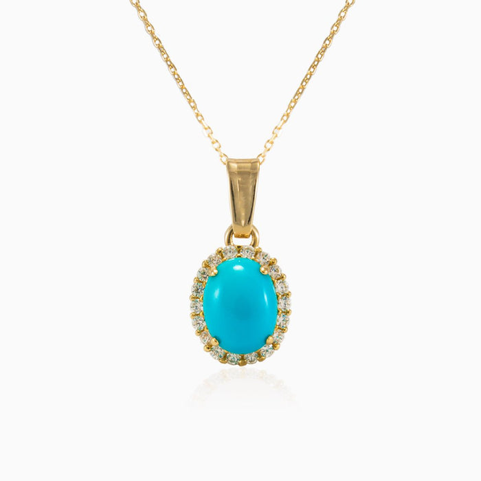 Pendentif halo en turquoise.