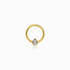 Zlatý prstenec s zirkonem ve tvaru slzy piercing