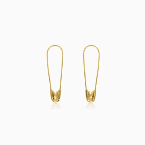 Gold safety pin earrings