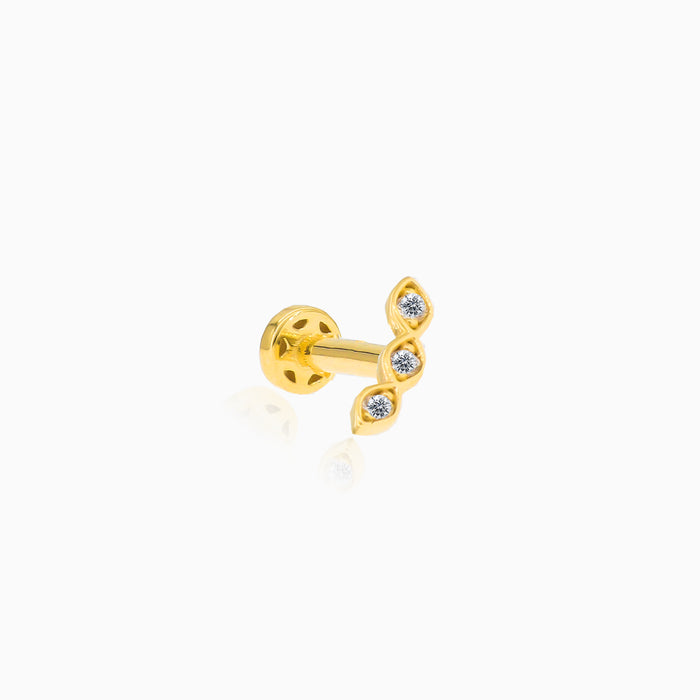 Goldpiercing mit drei Zirkonen