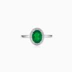 Jemný prsten se syntetickým smaragdem