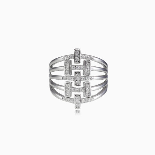 Belted silver ring