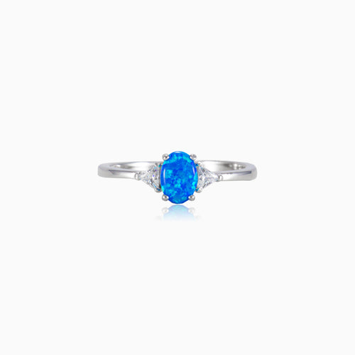 Thin blue opal ring