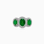 Three oval jade ring