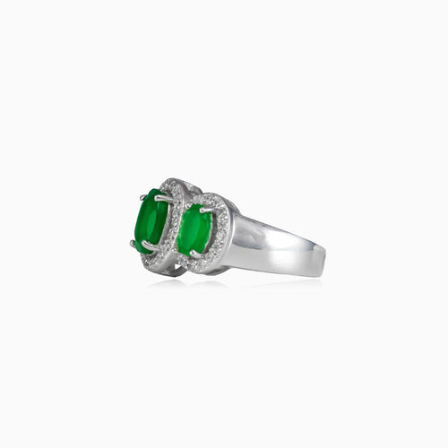 Three oval jade ring