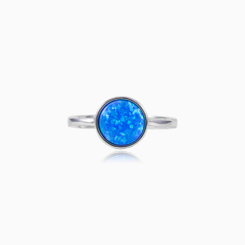 Round blue opal ring