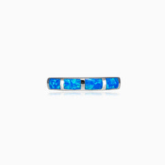 Blue opal band ring