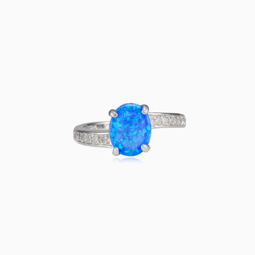 Shiny blue opal twisted ring