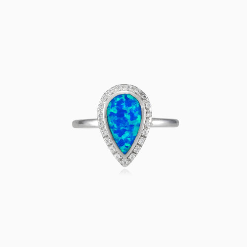 Teardrop blue opal ring