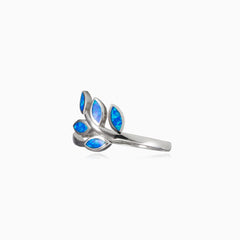Rozvětvený prsten s modrými opály