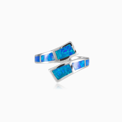 Twisted blue opal ring
