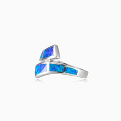 Twisted blue opal ring