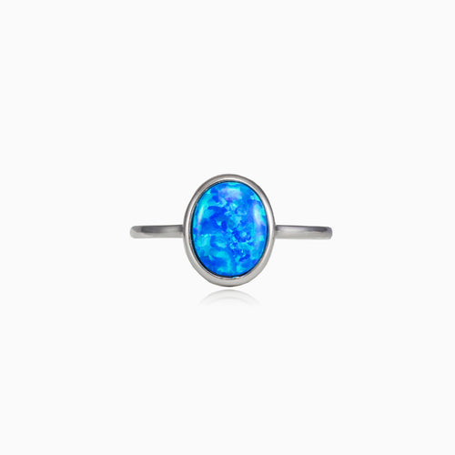 Cabochon blue opal ring