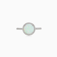 Royal round white opal ring