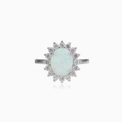 Royal flat white opal ring