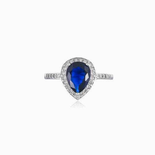 Blue quartz drop ring