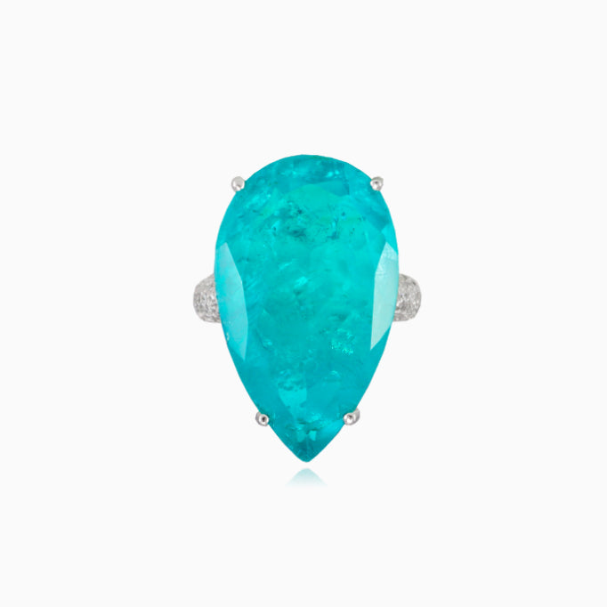 Birnenförmiger Paraiba-Turmalin-Ring