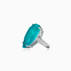 Prsten paraiba s Turmalínem ve tvaru kapky