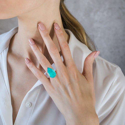 Pear tourmaline paraiba ring