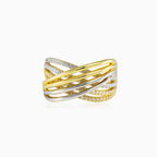 Twisted gold cubic zirconia ring