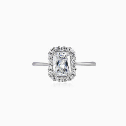 Rectangle cubic zirconia white gold ring