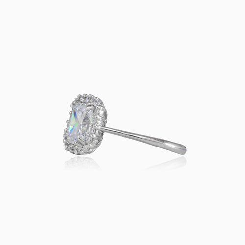 Rectangle cubic zirconia white gold ring