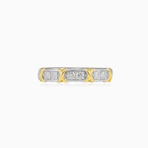 Zlatý "x" diamantový prsten