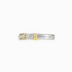 Zlatý "x" diamantový prsten