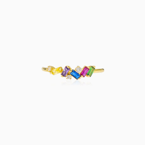 Statement multicolored gold ring