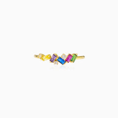 Statement multicolored gold ring