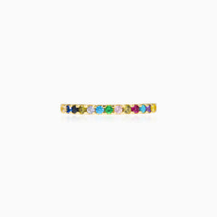 Multicolored line gold ring