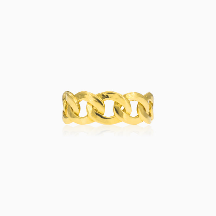 Anillo de eslabones curvos de oro amarillo
