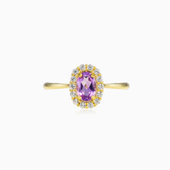 Oval amethyst gold ring