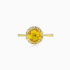 Royal round citrine gold ring