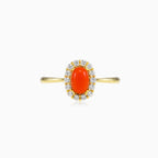 Oval coral gold ring