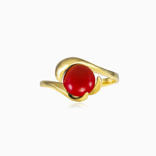 Unique red coral ring