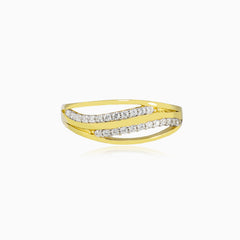  Zlatý prsten s dvojitými kubickými zirkony