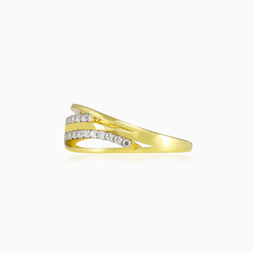  Zlatý prsten s dvojitými kubickými zirkony