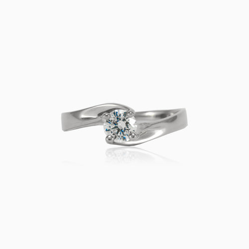 Twisted white solitaire ring