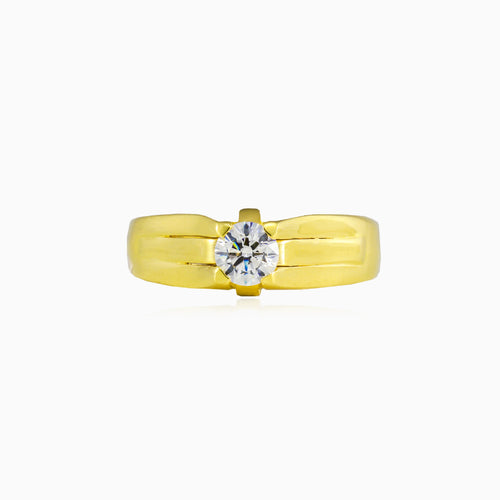 Bold gold and cubic zirconia ring