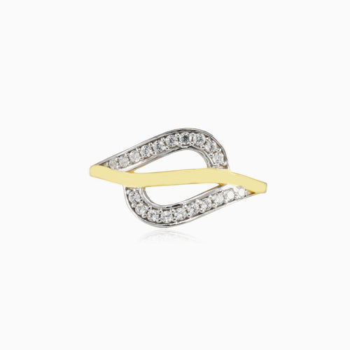 Two waves gold ring