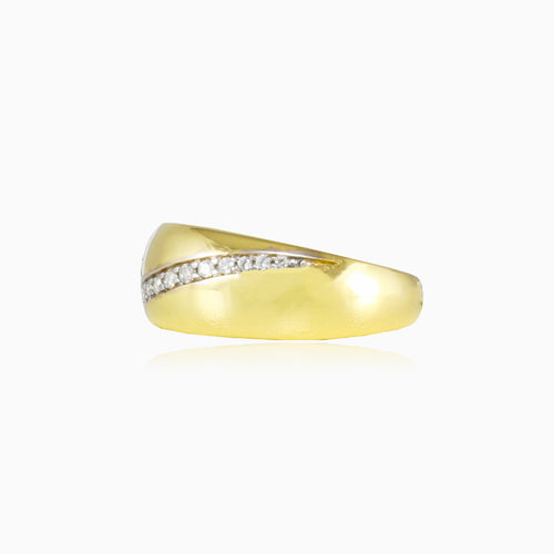  Zlatý prsten s diagonálním kubickým zirkonem