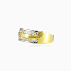Double crystal broad gold band