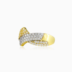 Zig zag two-color gold ring