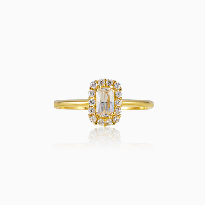Anillo rectangular con halo